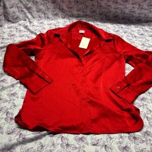 🪄NWT a new day Red Button-Up Blouse